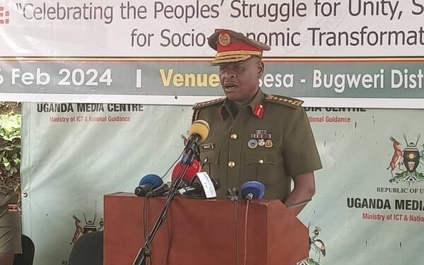 UPDF Chief of Defence Forces Gen. Willson Mbasu Mbadi addressing Journalists at the Uganda Media Centre on Monday