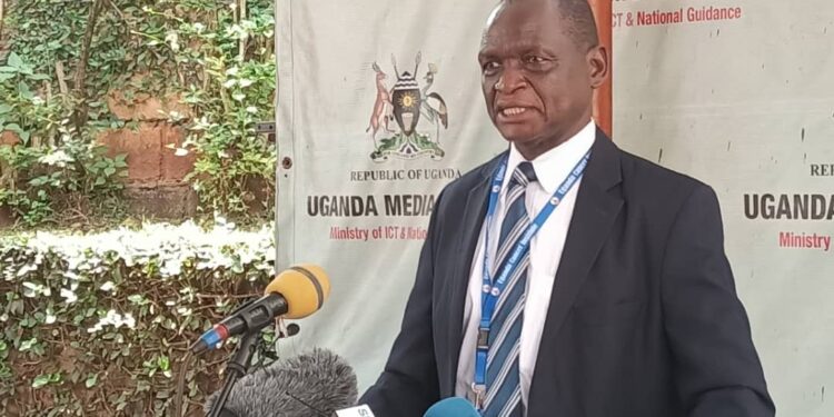 Dr. Jackson Orem addressing Journalists at the Uganda Media Centre in Kampala