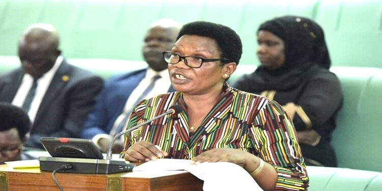Hon. Janet Okori-Moe, the chairperson of the agriculture committee presenting the report during plenary on Tuesday, 20 February 2024