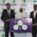 Sarah Wasagali (c) is flanked by UDB Ag. MD Denis Ochiend (L) and Dr.David Alobo at Nkonge Solar Plant during a press briefing on Wednesday
