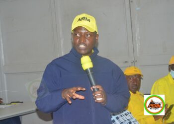 Bahati talking to NRM members at NTC KABALE TODAY. PHOTO CREDIT..PEAK FM KABALE