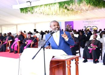 The Deputy Speaker, Thomas Tayebwa, speaking at the centennial celebrations at St Joseph's Seminary on Saturday, 16 March 2024