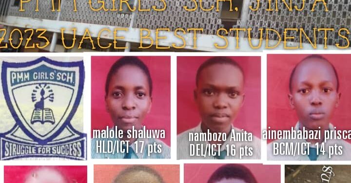 Top Performers in the 2023 UACE results at PMM Girls School in Jinja.