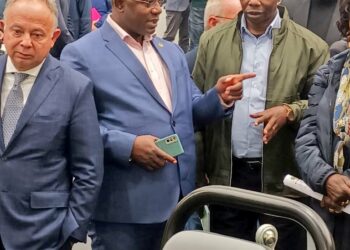 Uganda's State Minister for Agriculture Hon. Kyakulaga Fred Bwino （Center）with other delegates during the EIMA International in Bologna, Italy in 2022.