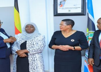 KCCA ED, Dorothy Kisaka (left); Minister Minsa Kabanda; Speaker Anita Among; and Lord Mayor Erias Lukwago (right) after their meeting at Parliament on Tuesday, 05 March 2024