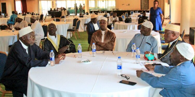 Muslim leaders meeting with heads of different Security organisations for a two day conference to counter & prevent violent extremism and terrorism in Uganda at Golf Course Hotel on Wednesday