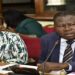 The Permanent Secretary, Ministry of Defence, Rosette Byengoma (left) and Minister Jacob Oboth appearing before the Committee on Defence and Internal Affairs on Tuesday 26 March 2024