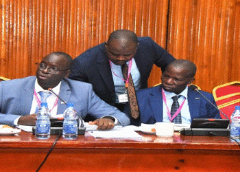 UWA officials: Jimmy Mugisa (left), Sabila Chemonges and Stephen Masaba (right) during the COSASE meeting on Monday, 18 March 2024