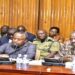 Gen Muhoozi (R) led several officials from the differents ecurity agencies in defending their budgets for the next financial year