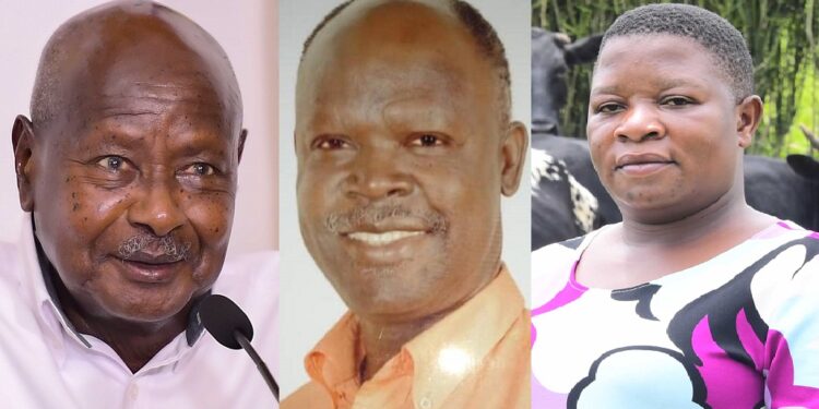 President Museveni, Budaka County MP Arthur Waako Mboizi and Sarah Nalwanga