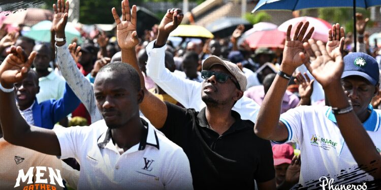 Men worshiping at Kololo. Photo @Phanerookampala