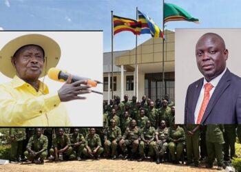 President Museveni and the Deputy Press Secretary to H.E the President,  Faruk Kirunda, NALI Kyankwanzi (background)