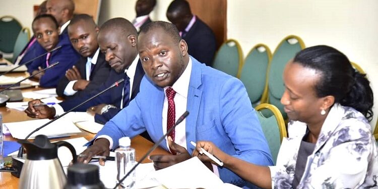 Staff from UCDA submiiting their views before MPs on the agriculture committee at Parliament House on Monday, 15 April 2024