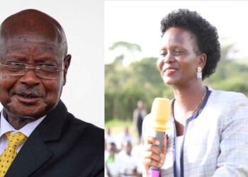 President Museveni and Commissioner for Patriotism, Hellen Seku