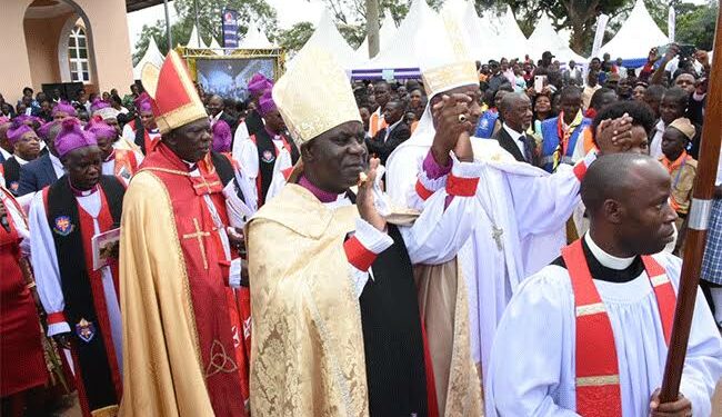 Bishop Wilson Kisekka with the Archbishop Stephen Kazimba Mugalu