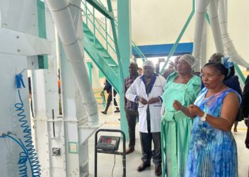 Hon. Babalanda during the inauguration of the flour production unit