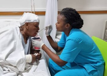 Molly Katanga in the health facility recently