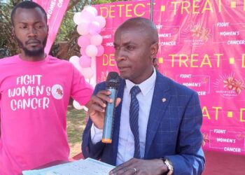 Dr Kibuuka Afizi the Deputy Director /Head of Clinical Department Jinja Regional Referral Hospital speaking during the Cancer Month.