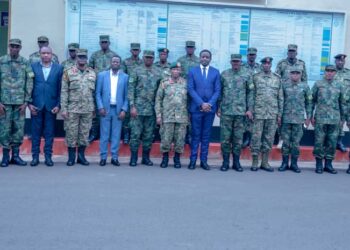 Brig Gen Paul Muhanguzi with Rwandan military officers