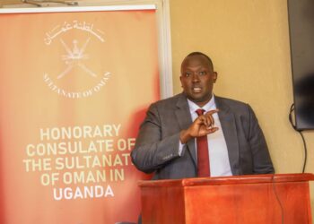 His Excellency Inga Atamba Kutesa the Sultanate of Oman Honorary Consul to Uganda emphasizing a point to stakeholders and guests during the breakfast briefing about the EATIX expo to be held in Muscat Oman in April