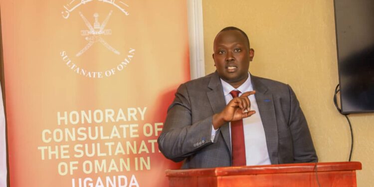 His Excellency Inga Atamba Kutesa the Sultanate of Oman Honorary Consul to Uganda emphasizing a point to stakeholders and guests during the breakfast briefing about the EATIX expo to be held in Muscat Oman in April