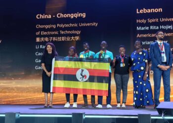 The victorious Ugandan scholars being awarded by The Ugandan Ambassador in Guangzhou China, Ms. Judyth Nsababera and the Permanent Secretary Ministry of Education and Sport, Dr. Kedrace Turyagenda who represented the First Lady and Minister of Education