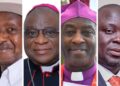 President Museveni, Archbishop Paul Ssemogerere, Archbishop Stephen Kaziimba Mugalu and Haji Faruk Kirunda