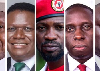 President Museveni, Hon. Norbert Mao, Bobi Wine, Hon. Muhammad Nsereko and Haji Faruk Kirunda