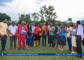 The Won Nyaci in a group photograph with Lango Film Makers during a recent engagement.