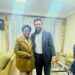 Rebecca KAdaga and Zohran Mamdhani at Prof Mamdhani's home before Zohran  returns to New York after his traditional  wedding in Kampala