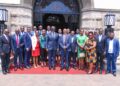 Makerere Vice Chancellor Prof Nawangwe receives a high powered delegation from @stanbicug
 led by Executive Director Samuel Fredrick Mwogeza.