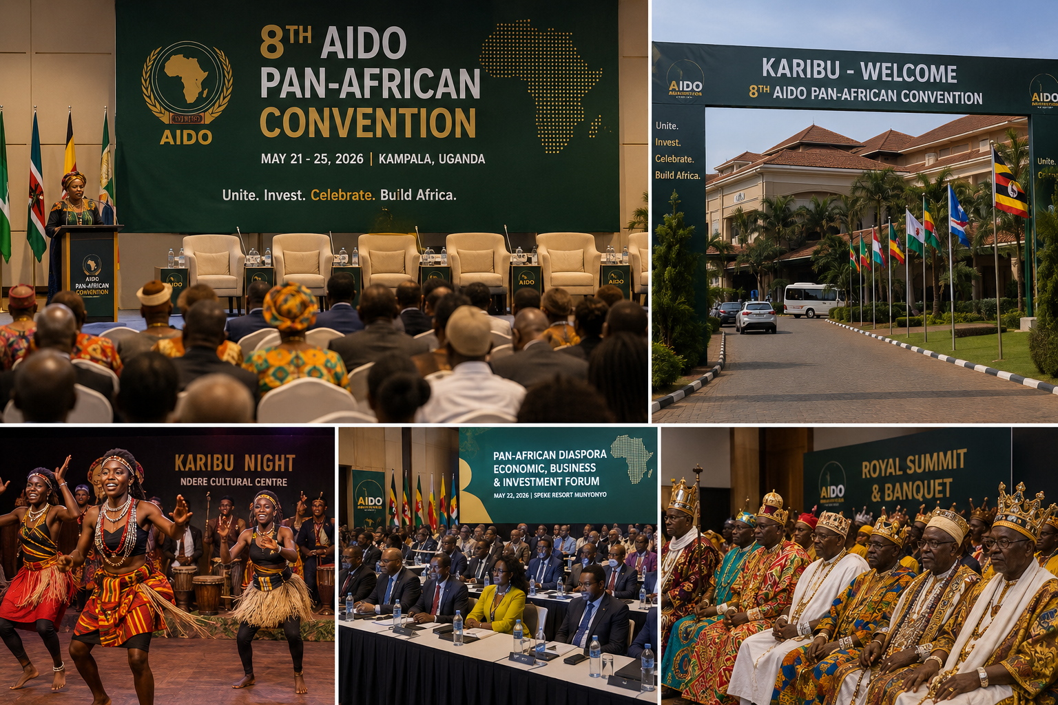 AIDO Pan-African Convention Opens in Kampala as Royals, Investors and Diaspora Leaders Gather at Speke Resort Munyonyo